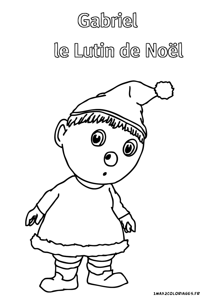 coloriage Gabriel le Lutin de Noël