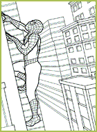 Spiderman monte le long d'un gratte-ciel