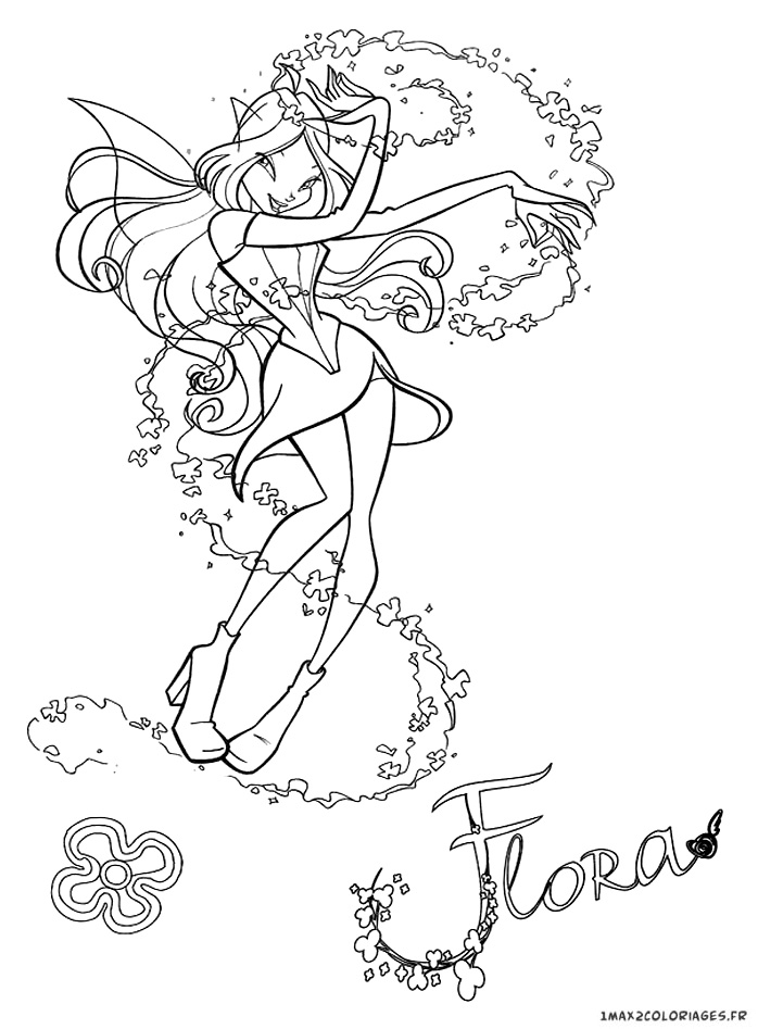 Coloriage Winx club, Flora enchantix a colorier