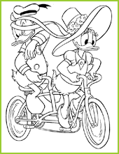 coloriage Daisy et Donald en tandem