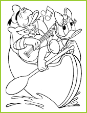 coloriage Daisy et Donald en barque