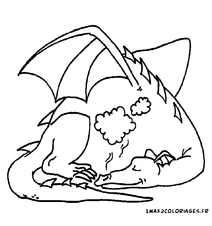 coloriage Le dragon dort paisiblement