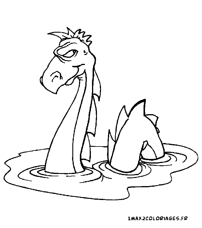 coloriage Ce dragon est le monstre du Loch Ness