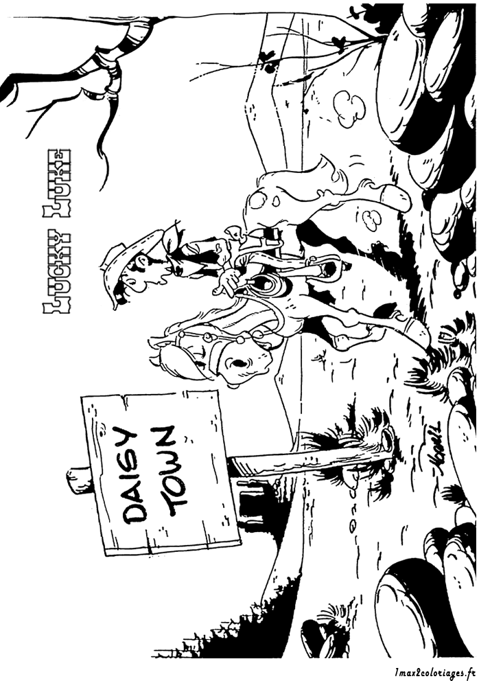 Lucky Luke et Jolly Jumper entre à Daisy Town