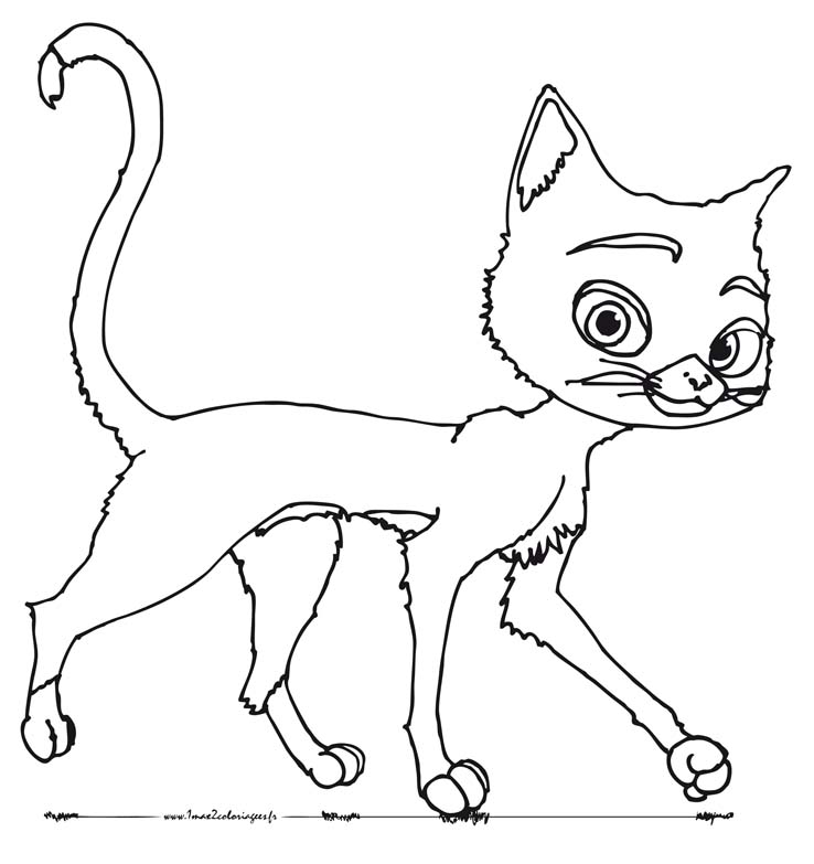 coloriage Le chat Mitaine sur 1max2coloriages