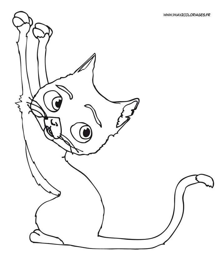 coloriage Le chat Mitaine est inquiet