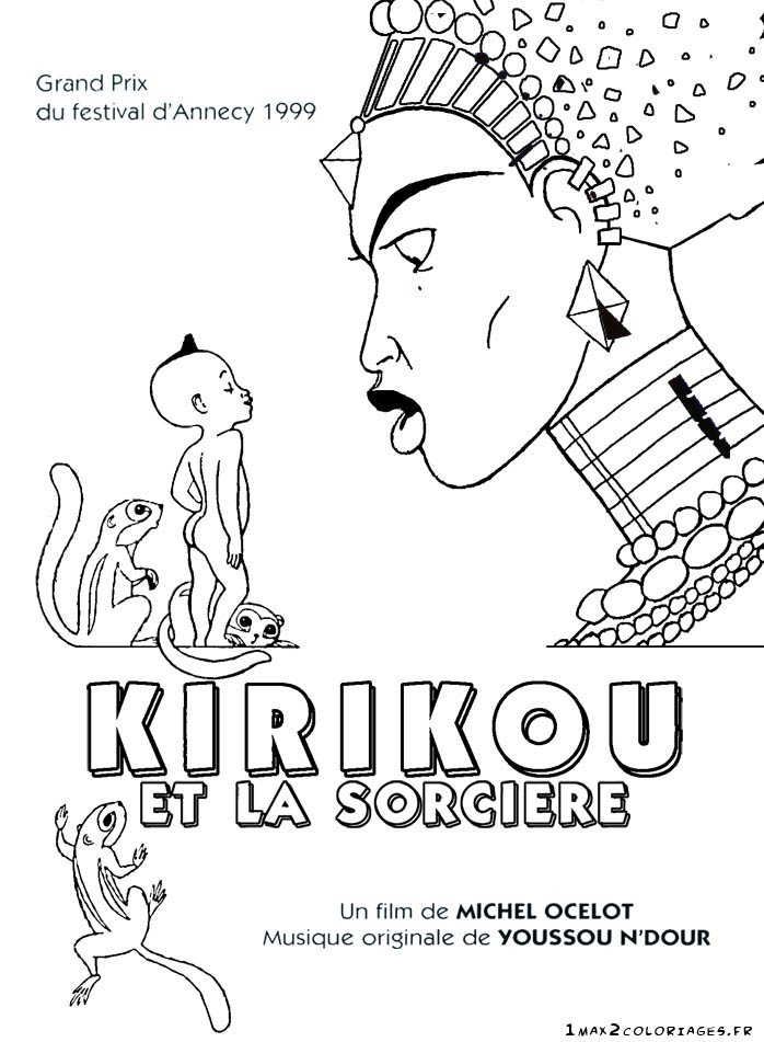 afffiche de film coloriage Kirikou et la sorcière