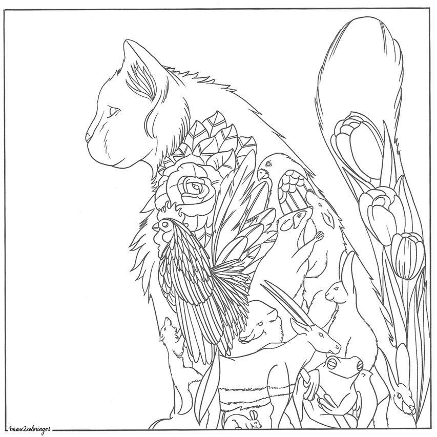 coloriage bestiaire chats