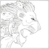 coloriage bestiaire les lions