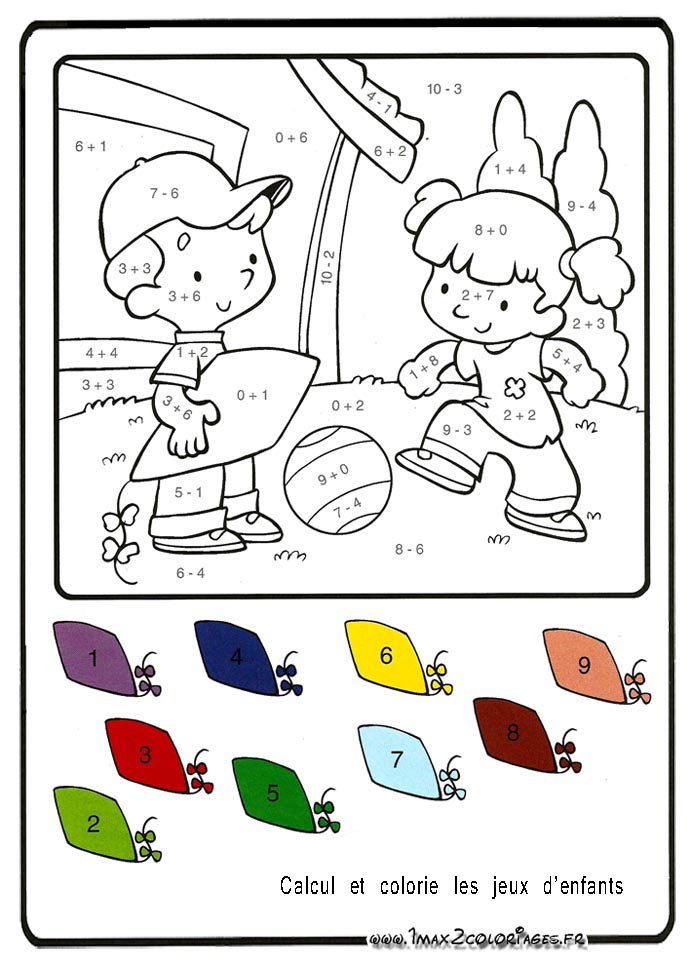 Calcul et colorie les jeux d'enfants