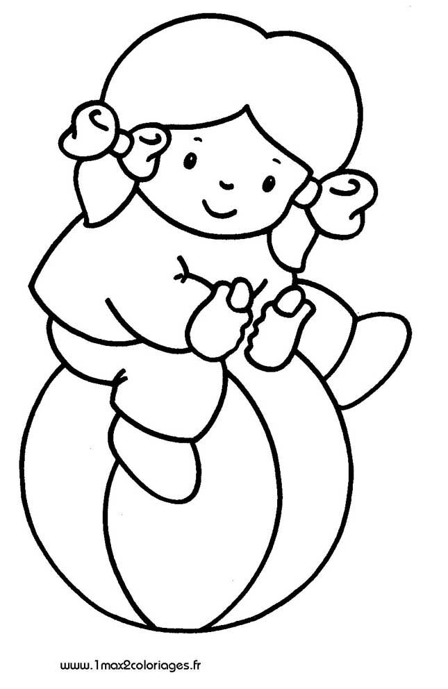 mes premiers coloriage Une petite fille sur un ballon sauteur