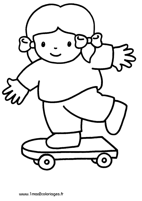 mes premiers coloriage Une petite fille en skate