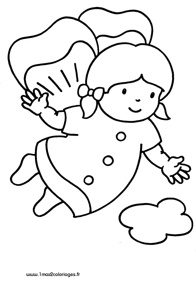 mes premiers coloriage Une fille saute en parachute