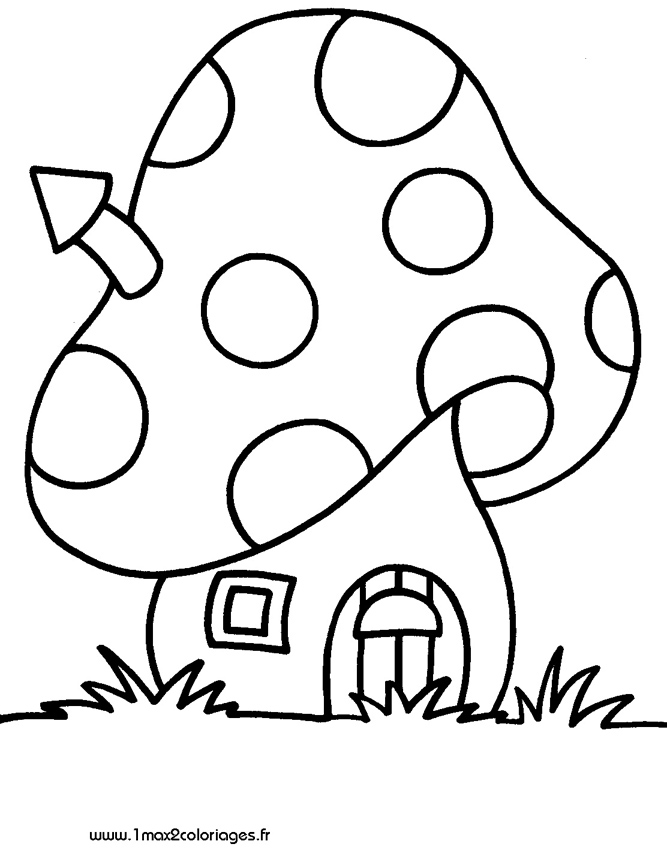 mes premiers coloriage Une maisonette champignon de Schtroumpf