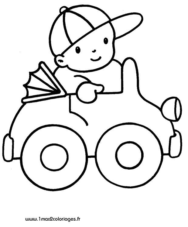 mes premiers coloriage Un enfant dans sa voiture