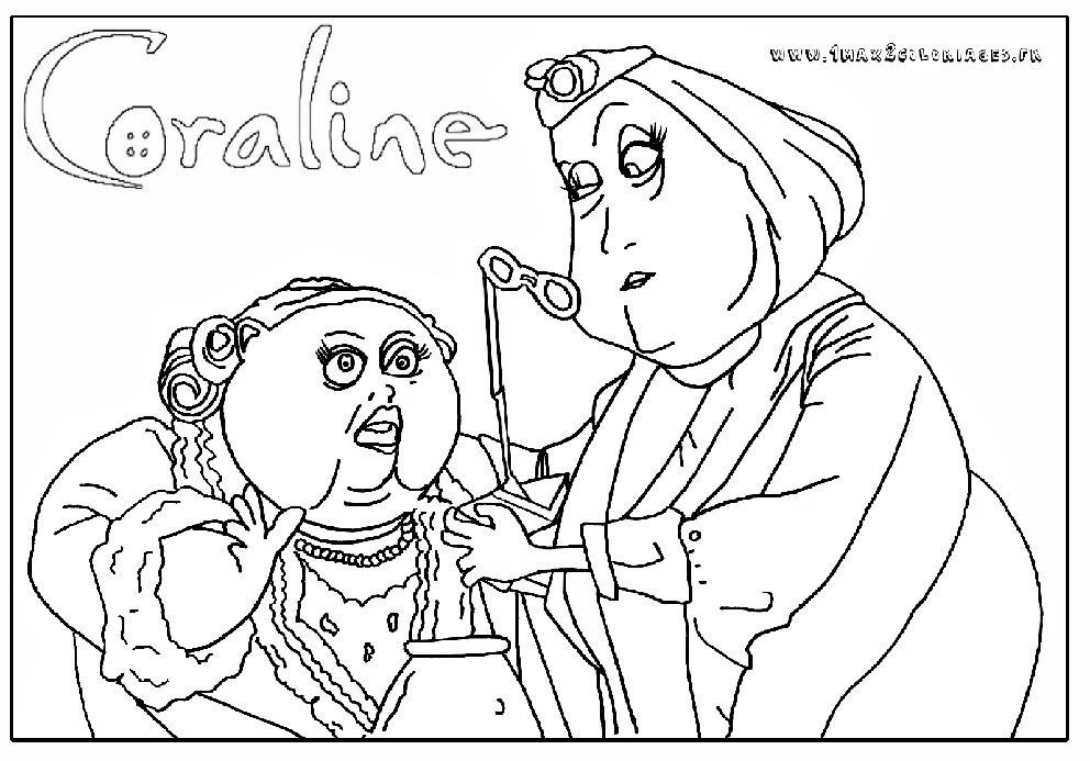 coloriage Deux femmes chez Coraline