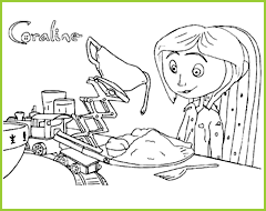 coloriage coraline a table