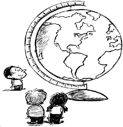 Des enfants autour du globe terrestre