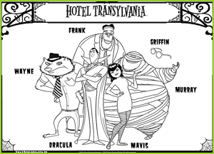coloriage Personnages du film Hotel Transylvania