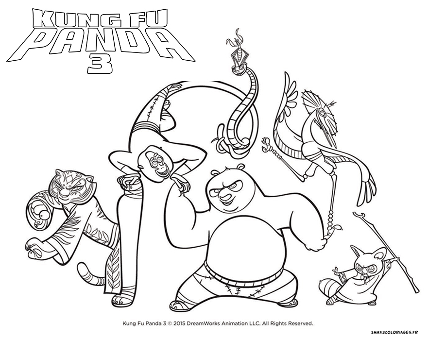 coloriage kung fu panda 3 les principaux personnages