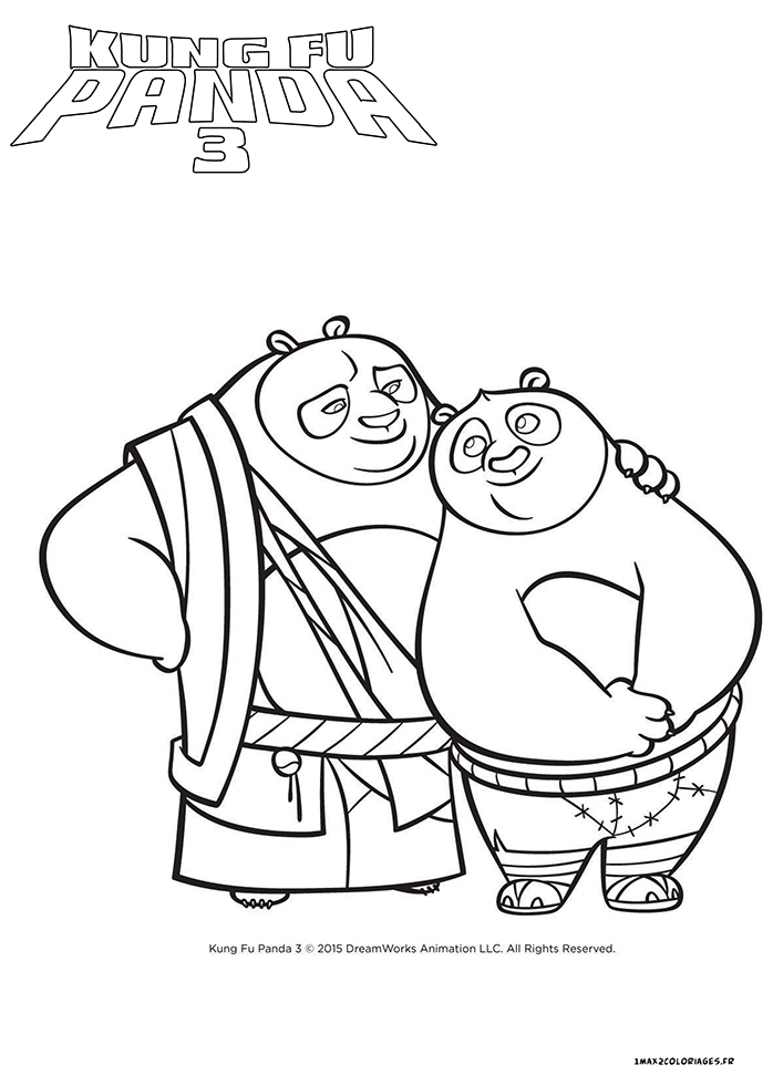 coloriage po et li kung fu panda 3