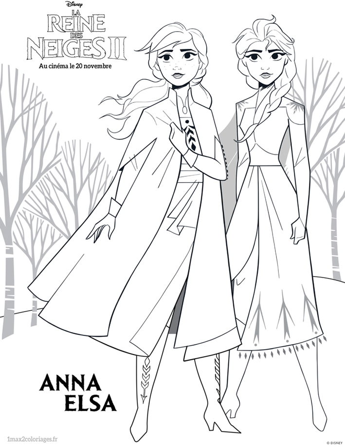 Coloriage Elsa et Anna 