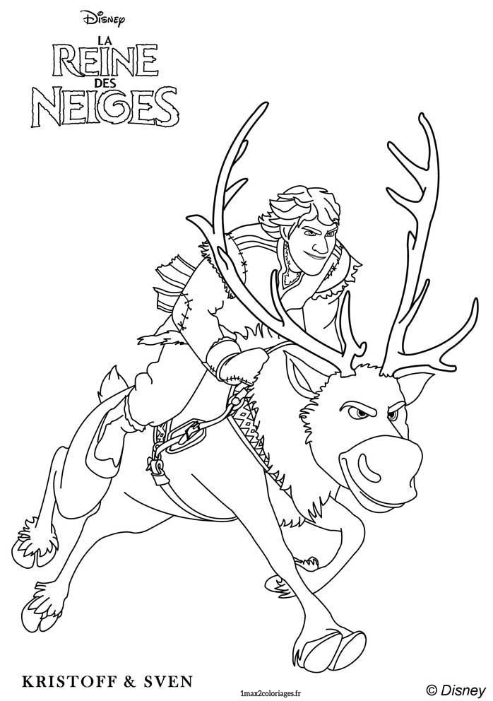 Coloriage sven et kristoff la reine des neiges