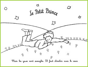 Coloriages Le Petit Prince sur l'herbe