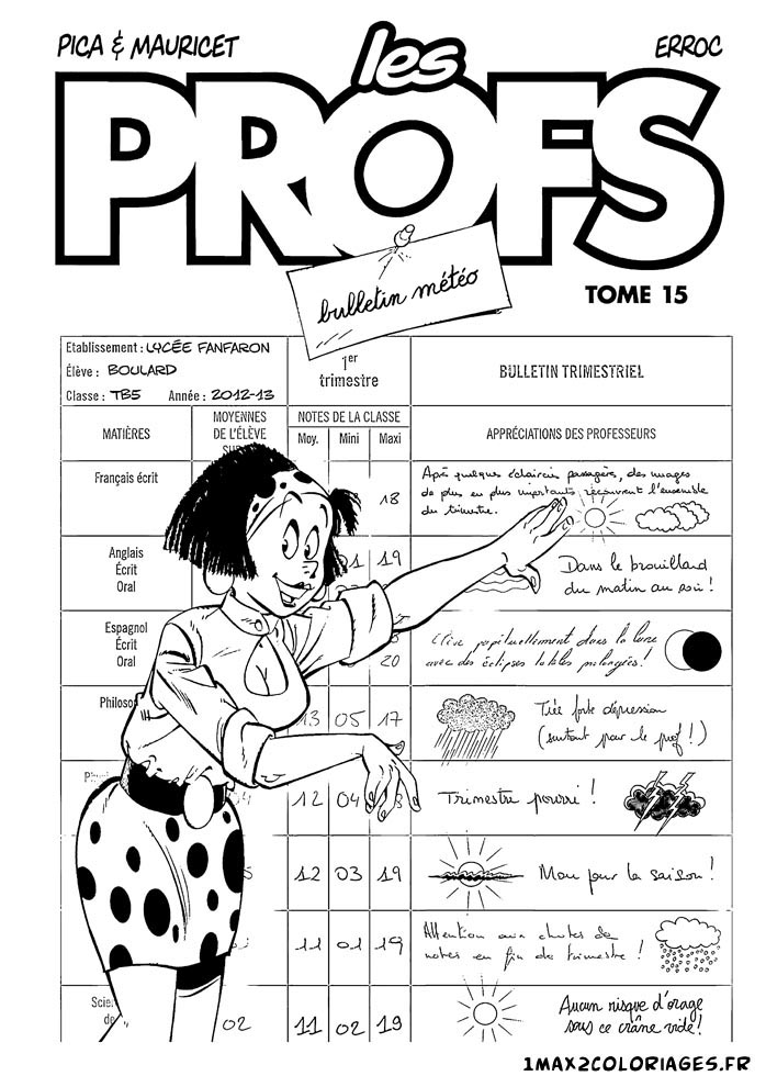 coloriage les profs Amina : Jeune professeur de français