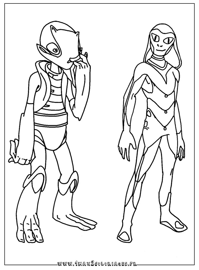 2 Aliens de linus et boom coloriage