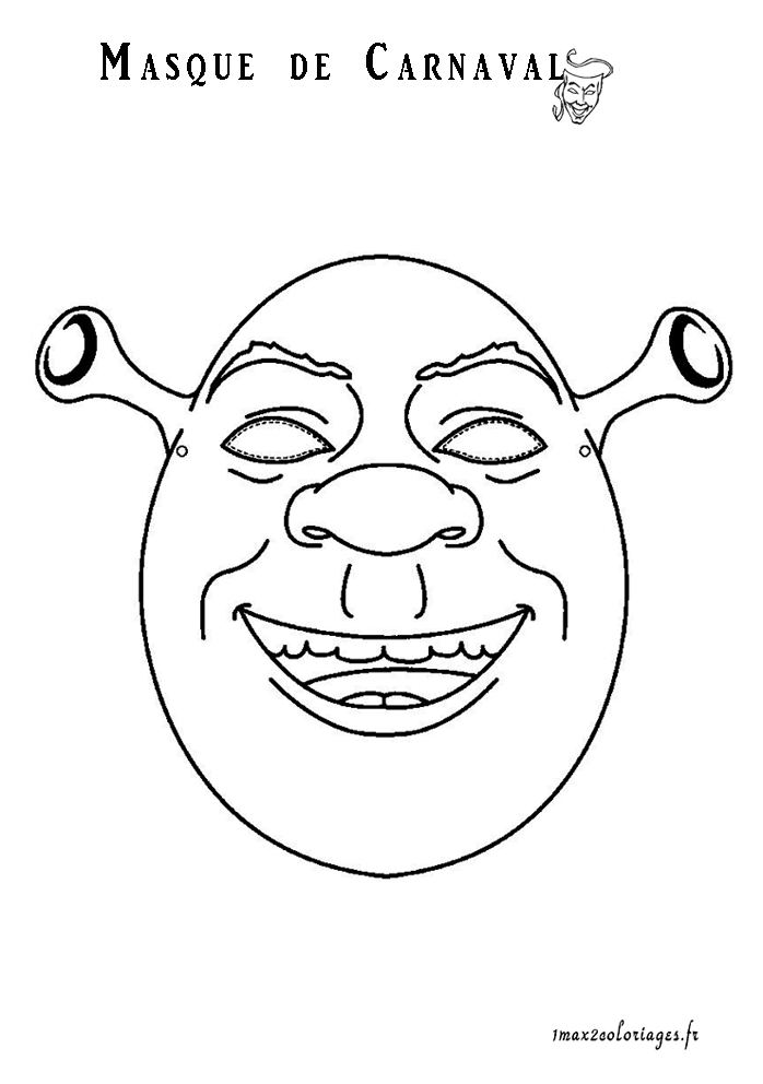 coloriage Masque de Shrek pour Carnaval