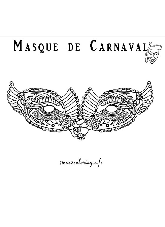 Magnifique Masque pour Carnaval à colorier et à découper