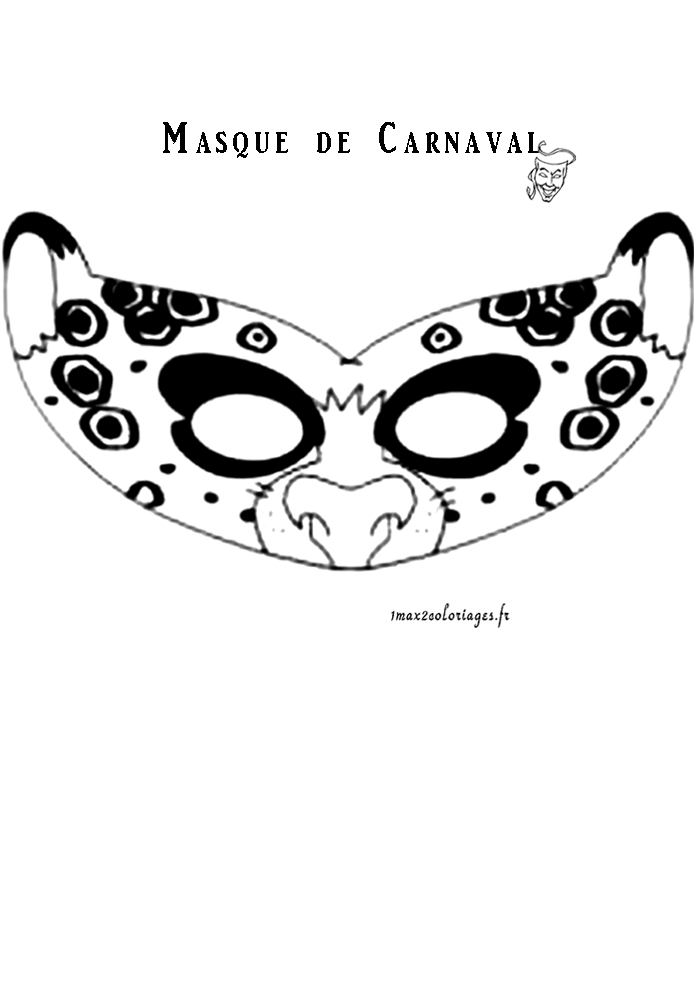 Masque de léopard pour Carnaval à decouper et à colorier