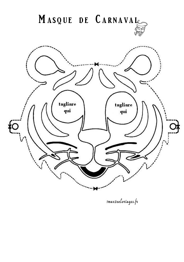 coloriage Masque de Tigre pour Carnaval
