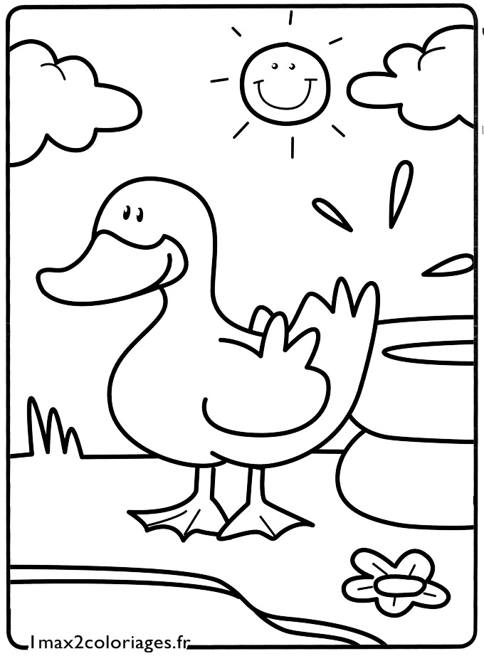 coloriage Le petit canard au soleil