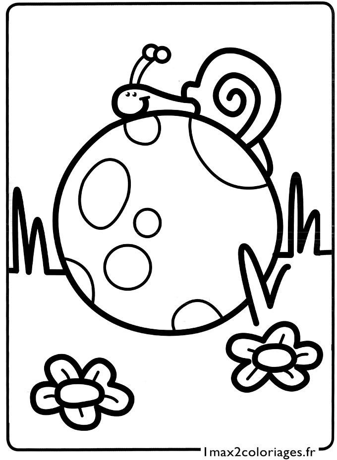 coloriage Le petit escargot sur le ballon