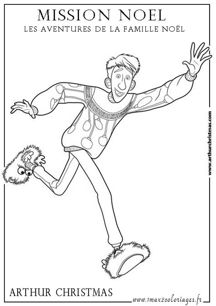 Coloriage Mission Noel: les aventures de la famille Noël - Arthur Noël a colorier gratuitement