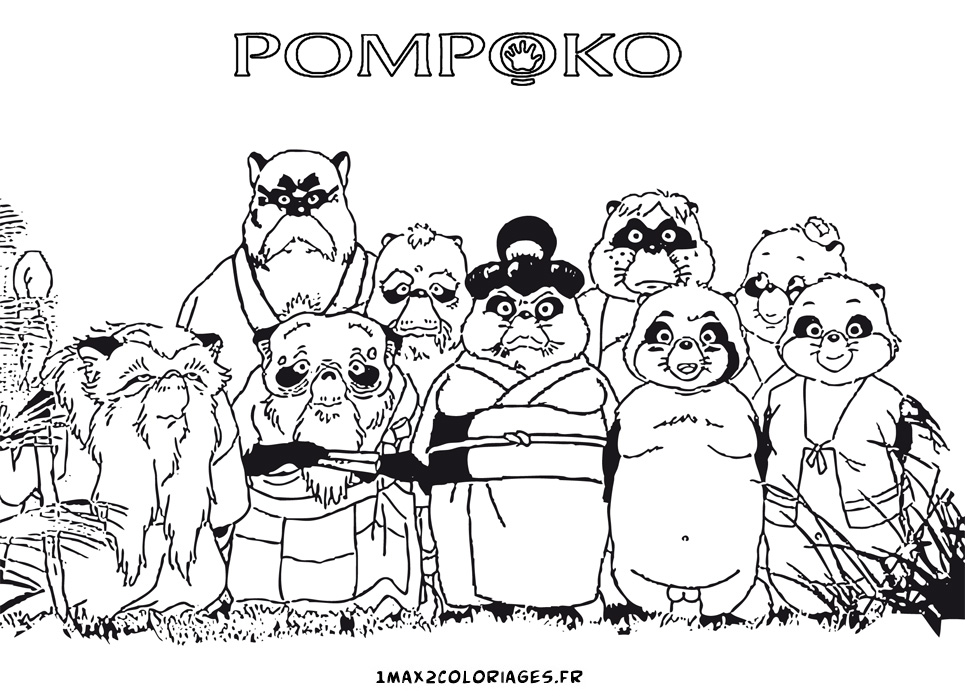 Les personnages de pompoko coloriage