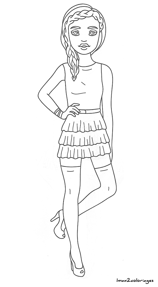 coloriage fille a la mode