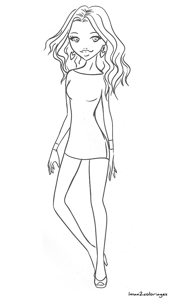 Amuses-toi à colorier ces filles à la mode, La mode fille coloriage numéro  21