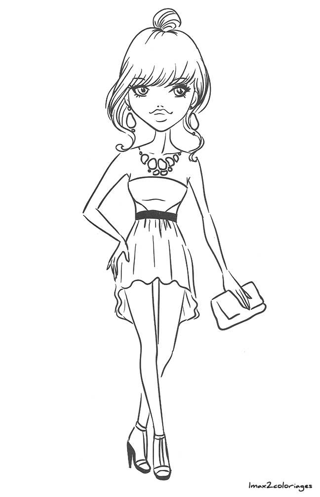 coloriage fille a la mode