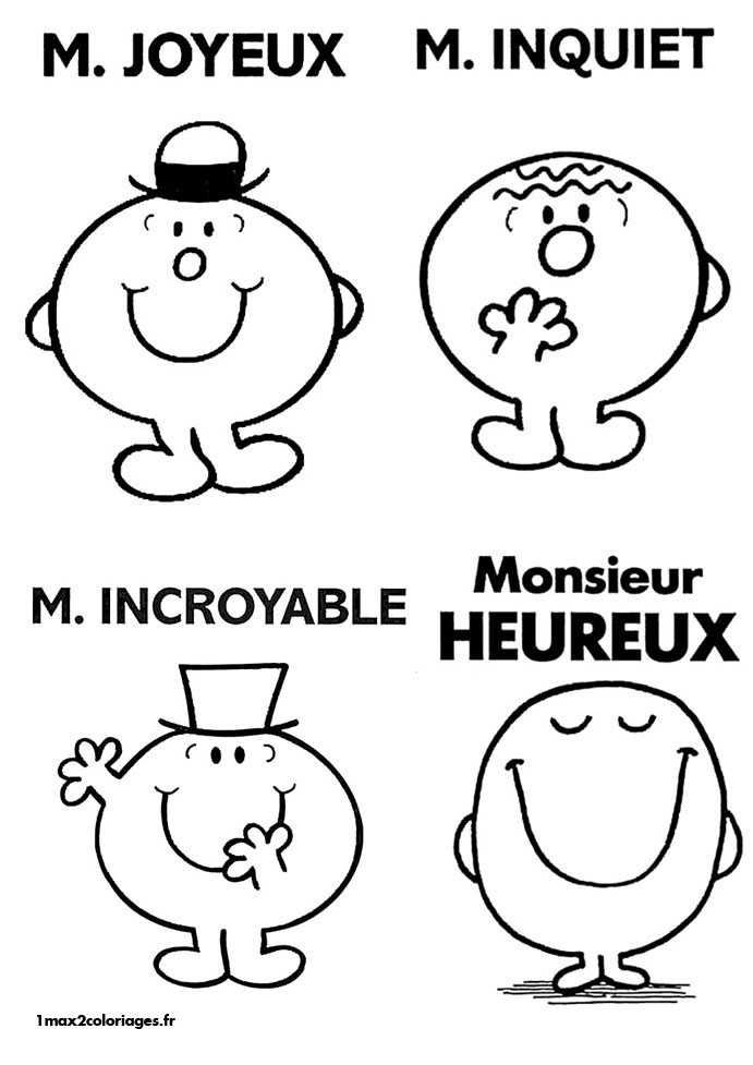 M.Joyeux M.Inquiet M.Incroyable M.Heureux