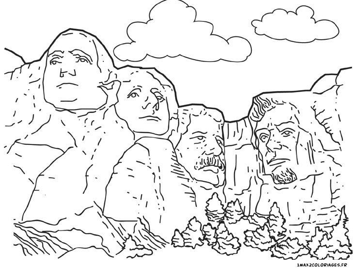 coloriage Mont Rushmore