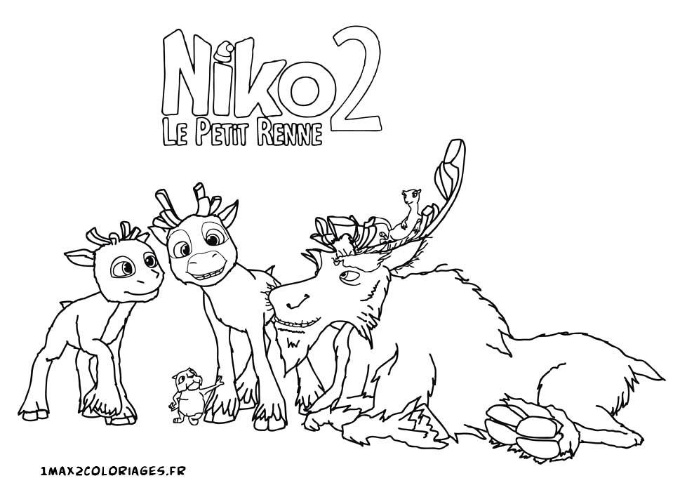 Coloriage Niko le petit Renne  Jonni Niko Wilma et Julius sont avec