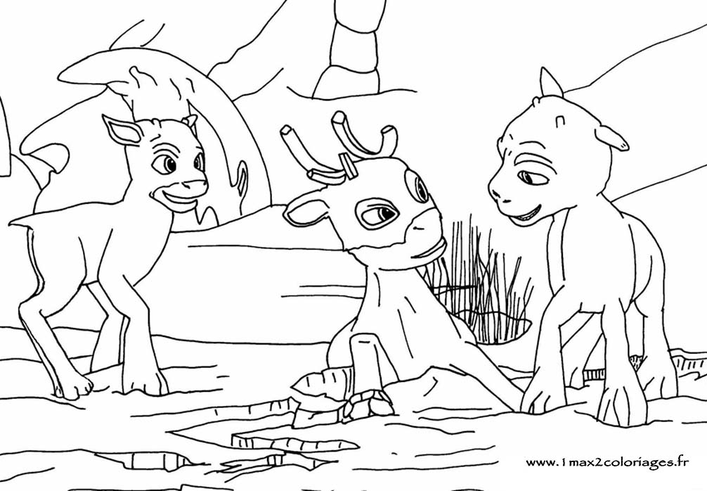 coloriage Niko le petit renne et ses amis