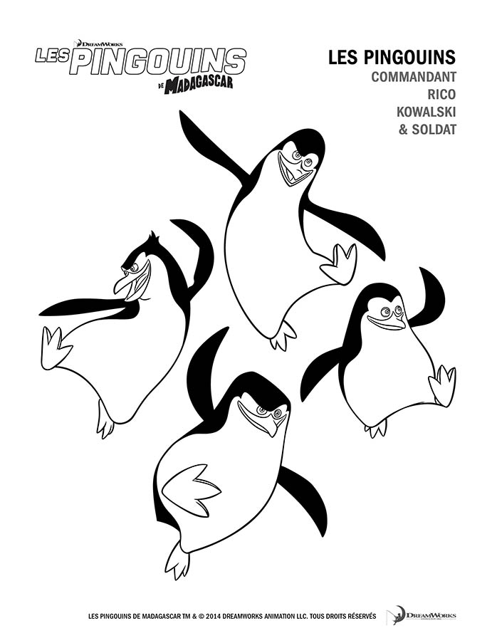 coloriage les Pingouins de Madagascar