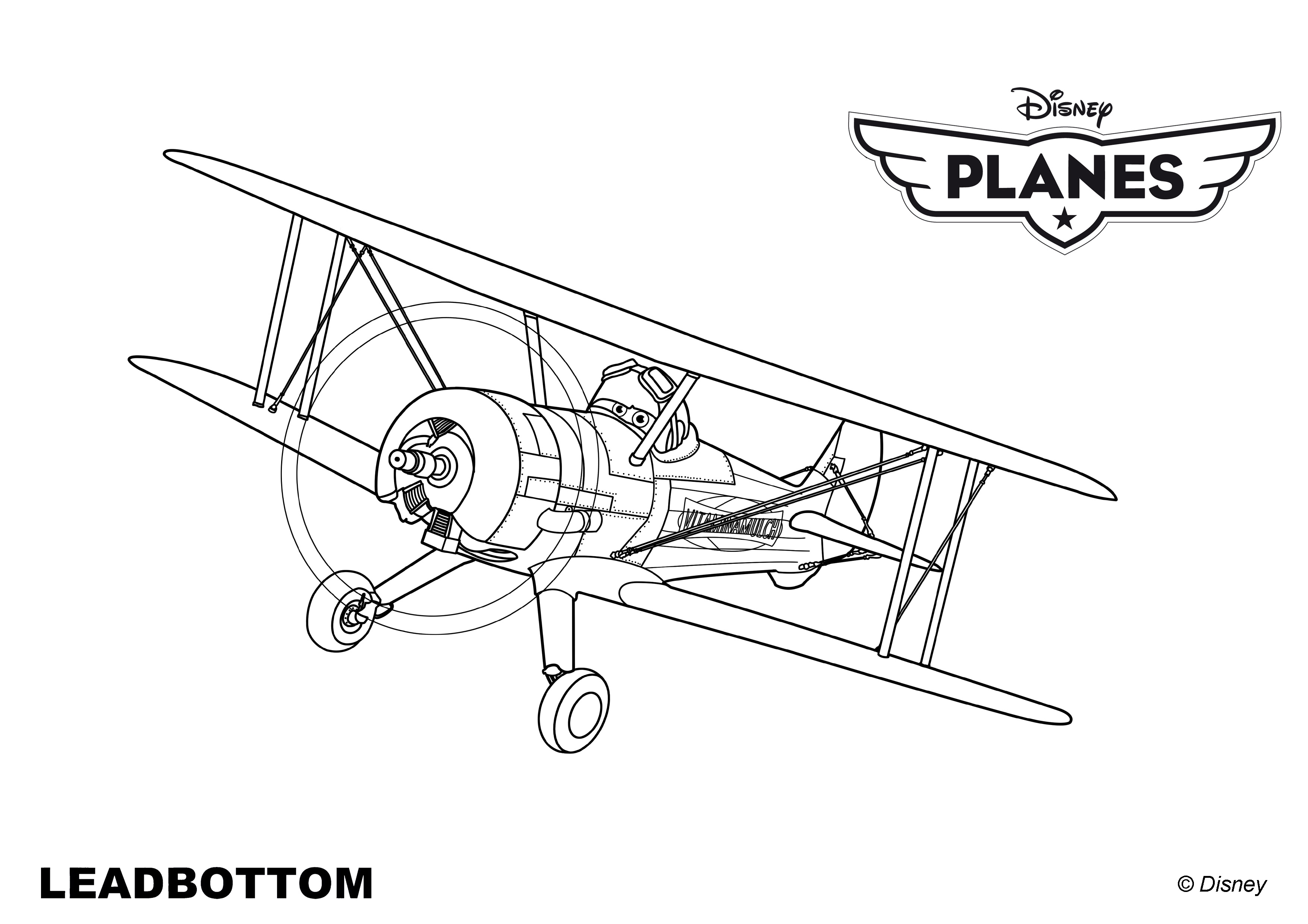 Coloriages Planes de walt Disney,Leadbottom, un vieux biplan a ...