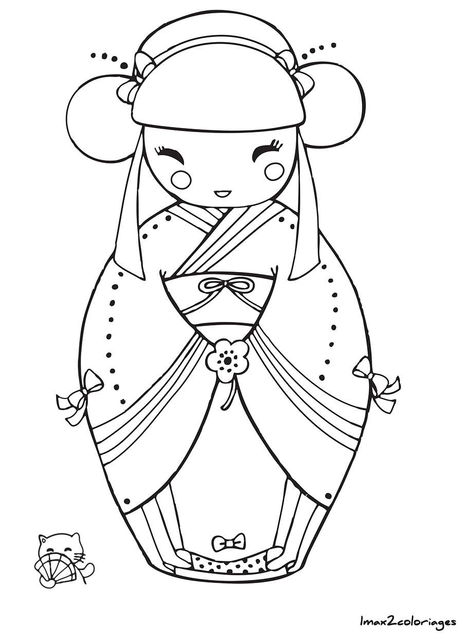 coloriage kokeshi numero 1