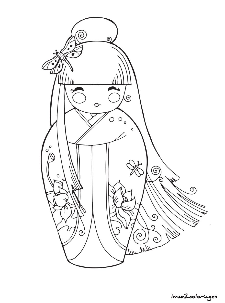 coloriage kokeshi numero 6