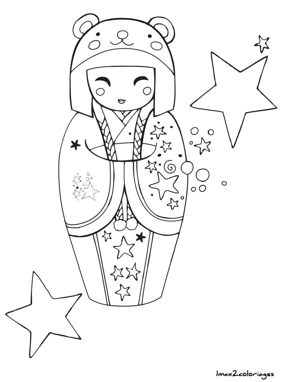 coloriage kokeshi numero 10